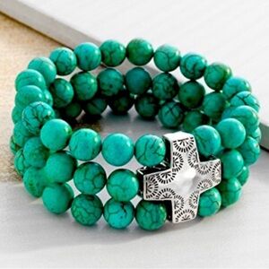 Silpada Sterling Silver Howlite Devotion Stretch Bracelet B3009